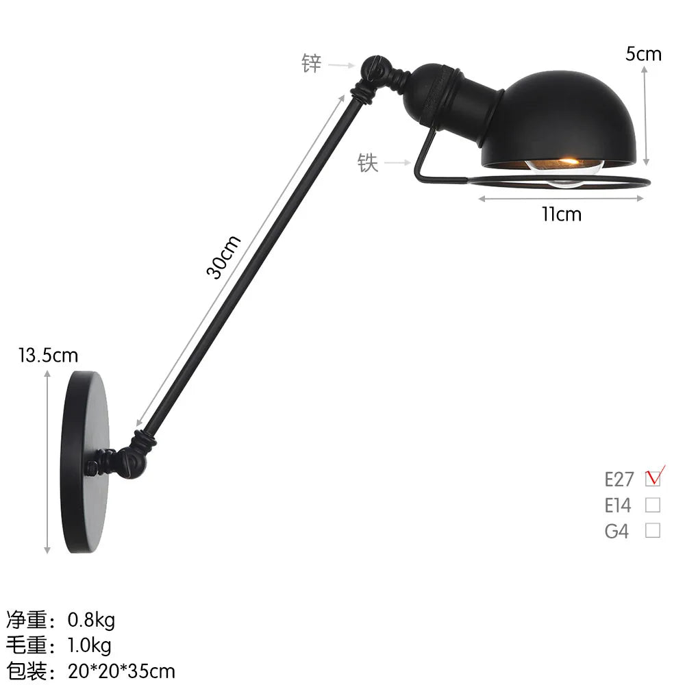 Modern Simple Adjustable Interior Led Wall Lamp White Black for Bedside