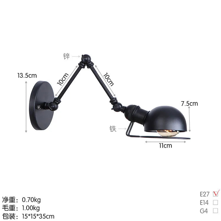 Modern Simple Adjustable Interior Led Wall Lamp White Black for Bedside