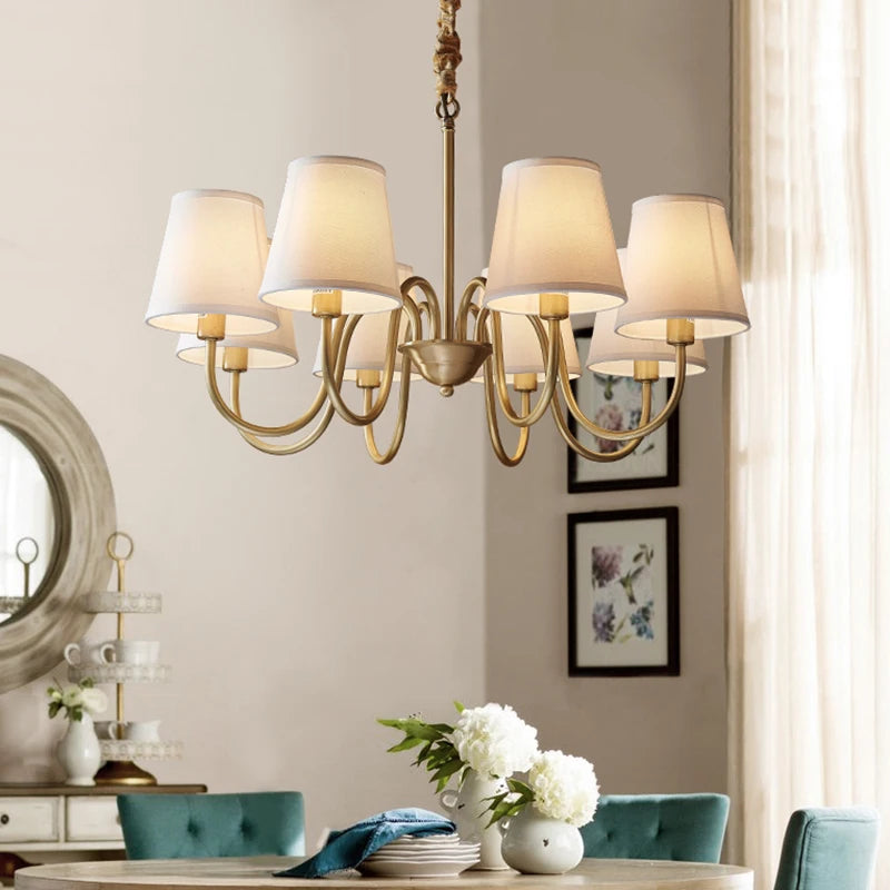Copper and Fabric Retro Chandelier