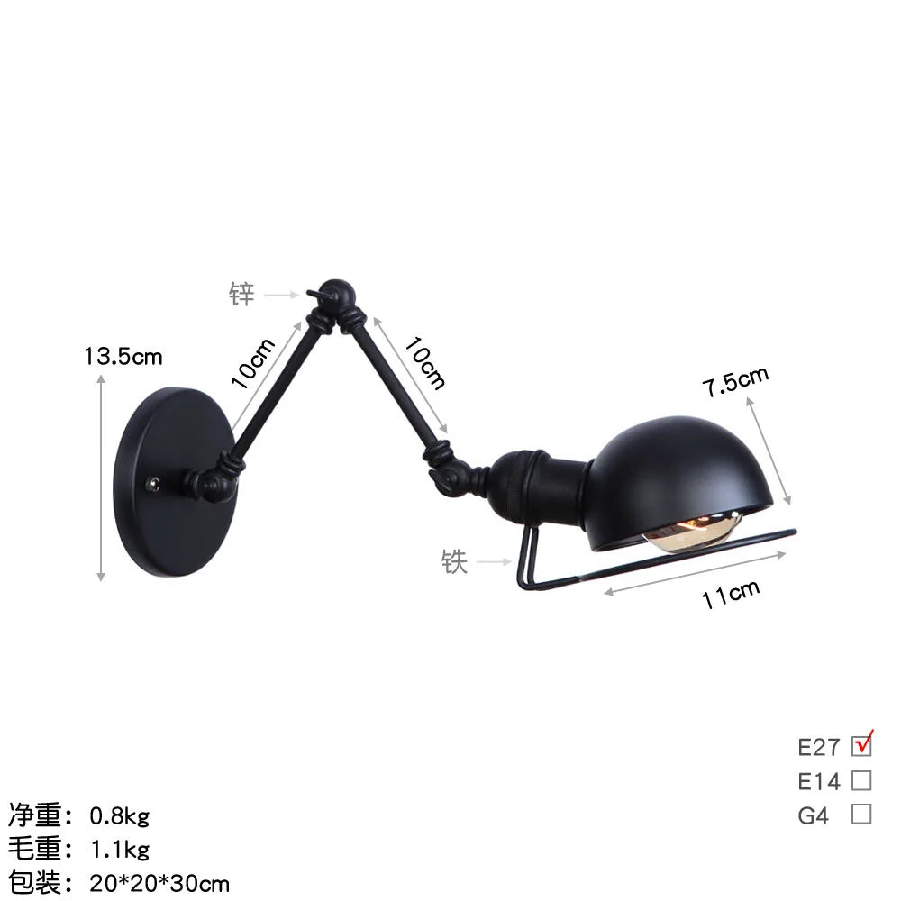 Modern Simple Adjustable Interior Led Wall Lamp White Black for Bedside