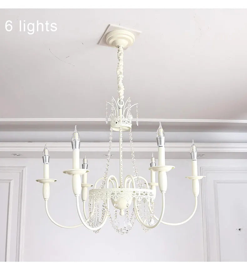 Modern 6-Light Crystal Chandelier LED Ceiling Light with E14 Bulb Base