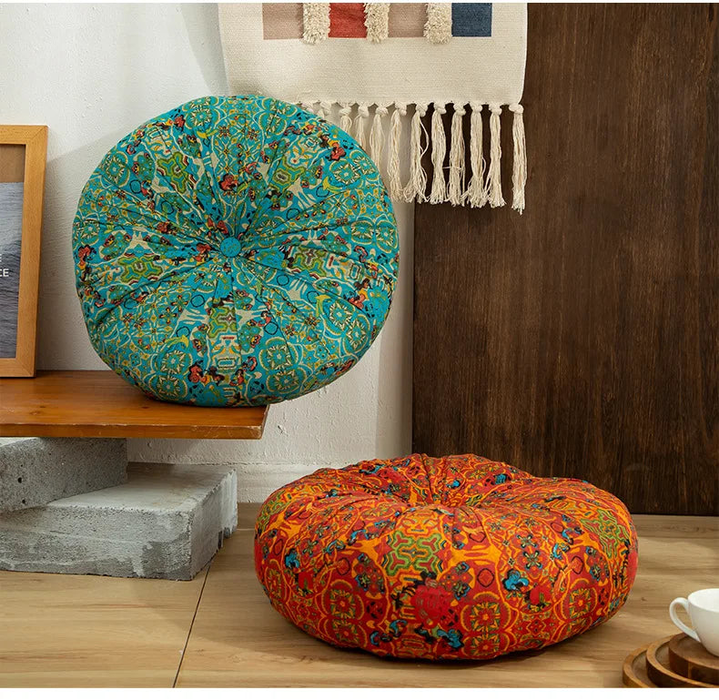 Bohemian Style Thickened Cotton Linen Cushion for Ground Lazy People with Moroccan Window Tatami Mat Pillow Puff Cushion That