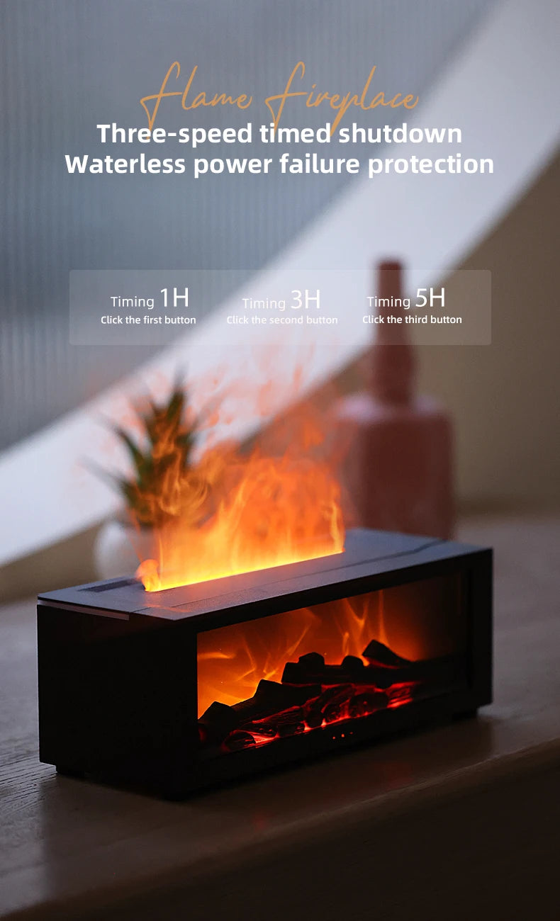 Flame Essential Oil Diffuser, 3D Flame Fireplace Aromatherapy Machine