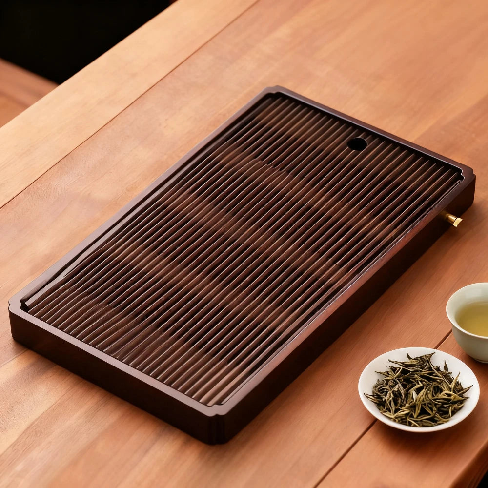 Chinese Natural Bamboo Tea Tray Rectangular Tea Tray Water