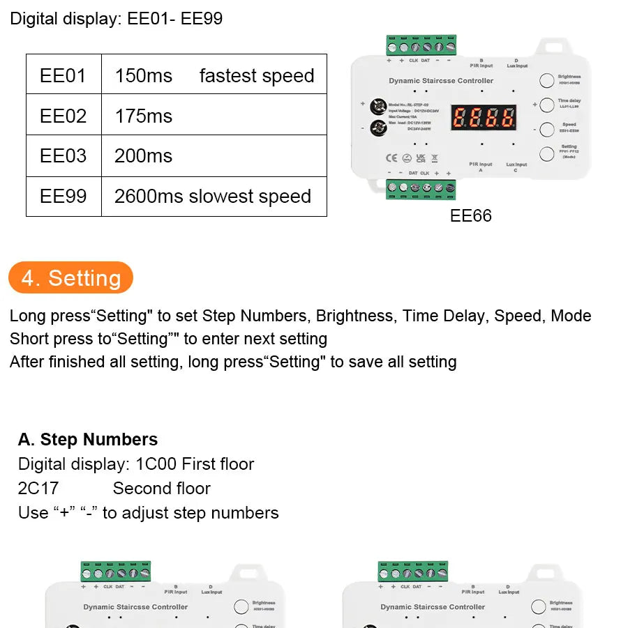 COB LED Strip PIR Motion Sensor Stair Lights Kit Step by Step Control