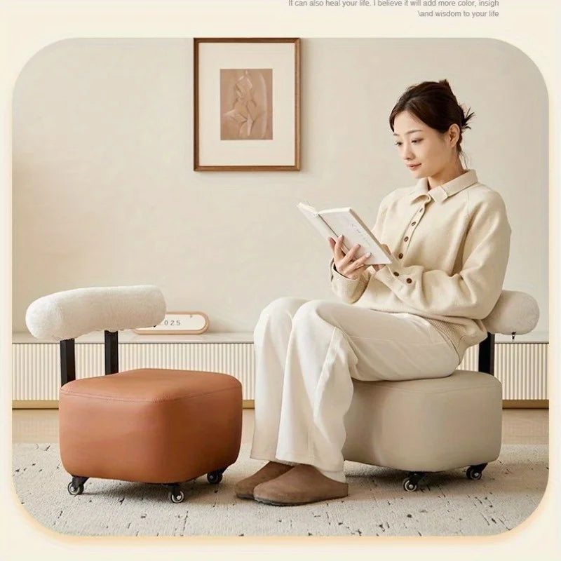 Solid Wood Shoe Changing Stool with Backrest