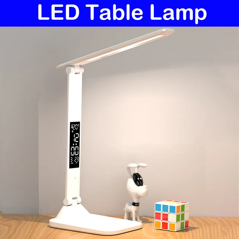 Folding Desk Lamp with Clock
