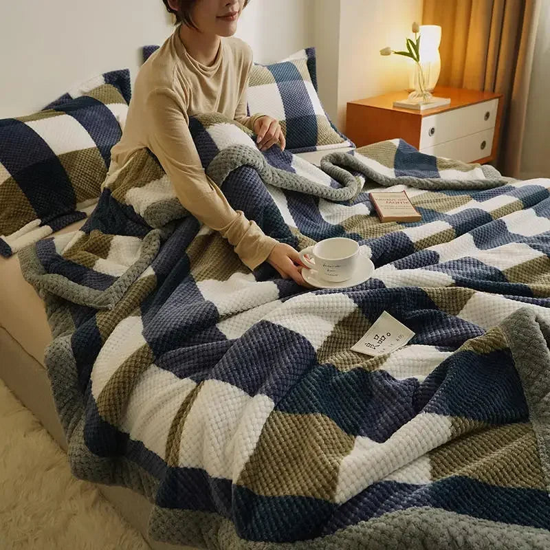Knit Blanket Throw Soft Chenille Yarn Knitted Blanket Machine