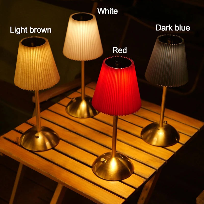 Cordless Pleated Nightstand Lamp