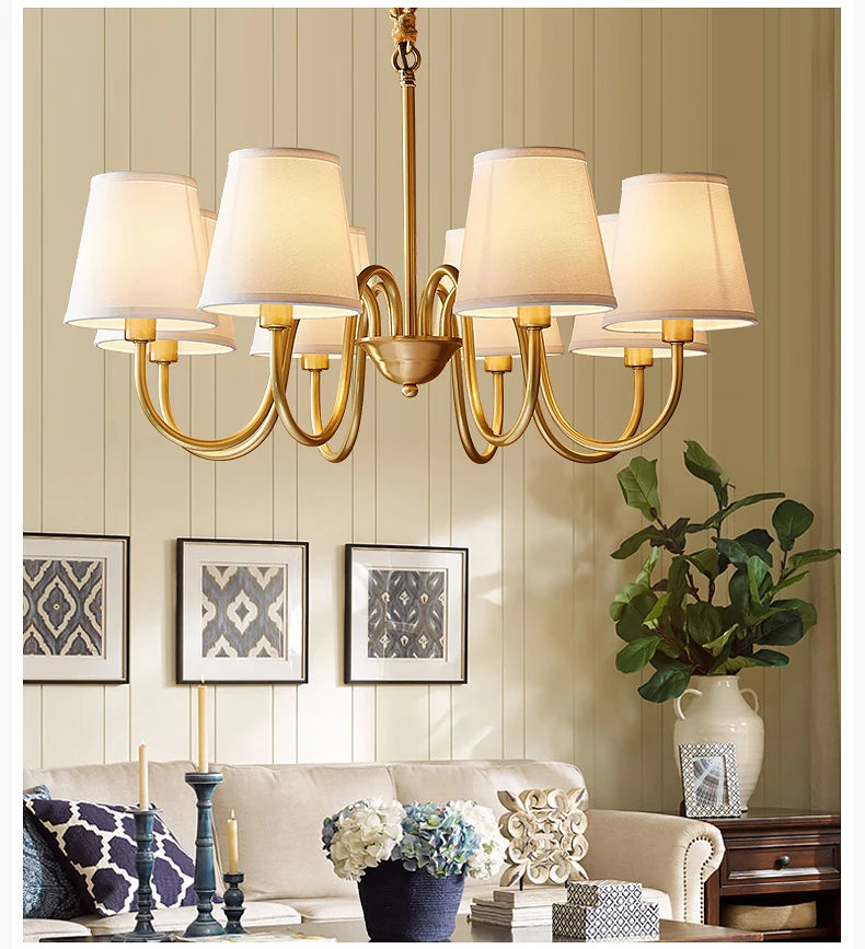 Copper and Fabric Retro Chandelier