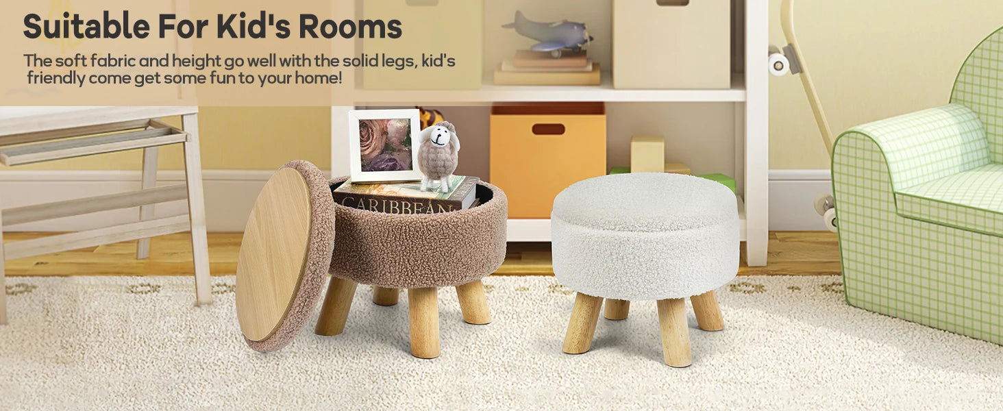Nordic Boucle Ottoman Footstool with Storage