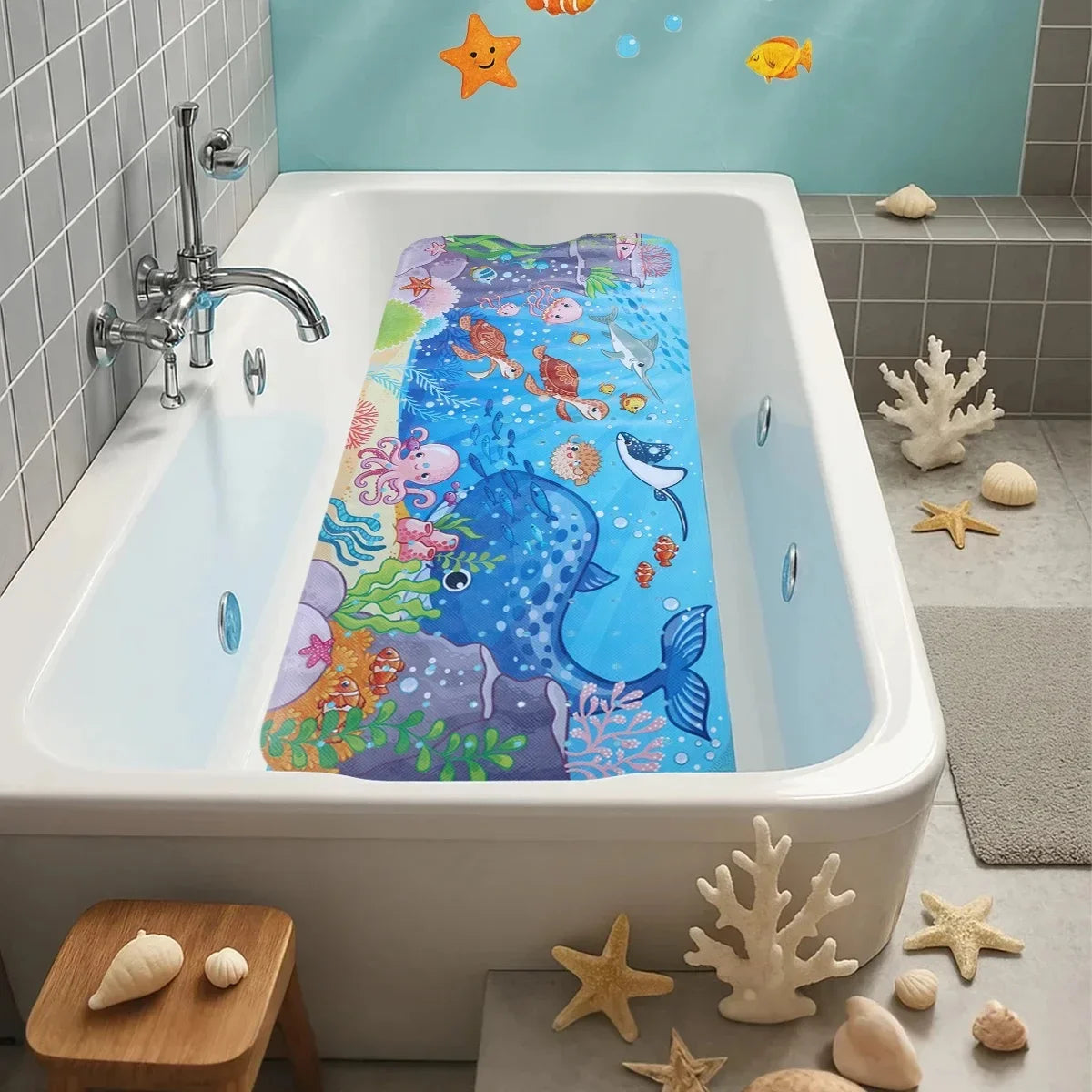 1pc Cartoon Extra Long Bathtub Mat 40x100cm Non Slip Bath Mat