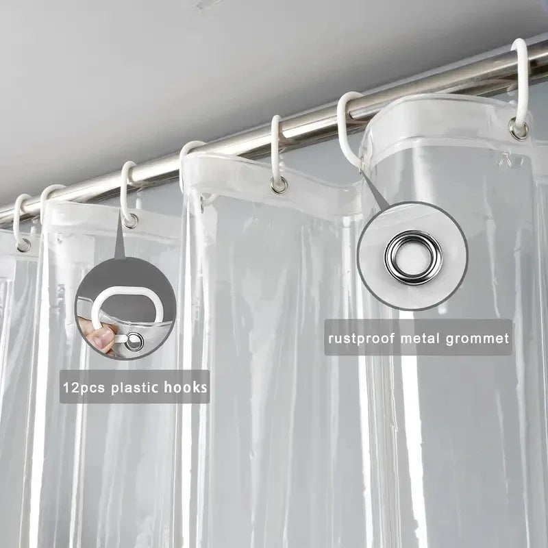 1pc Heavy Duty Clear Shower Curtain Liner with Metal Grommets