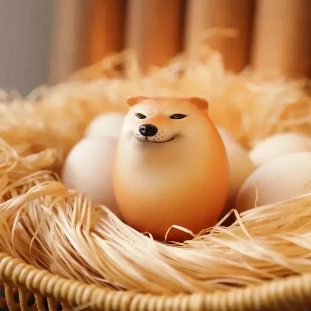 Cute Shiba Inu Egg Figurine Realistic Dog Statue Desktop