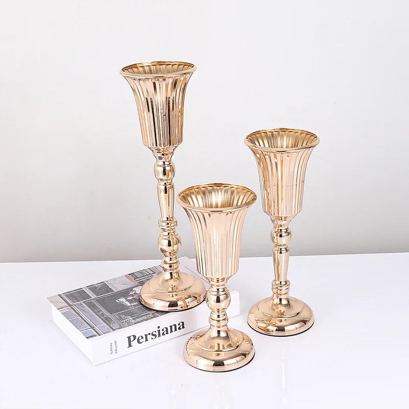Gold Metal Trumpet Centerpiece Vase
