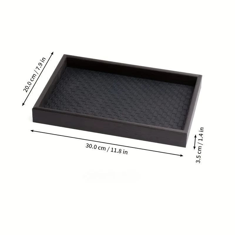 Woven Faux Leather Storage Tray