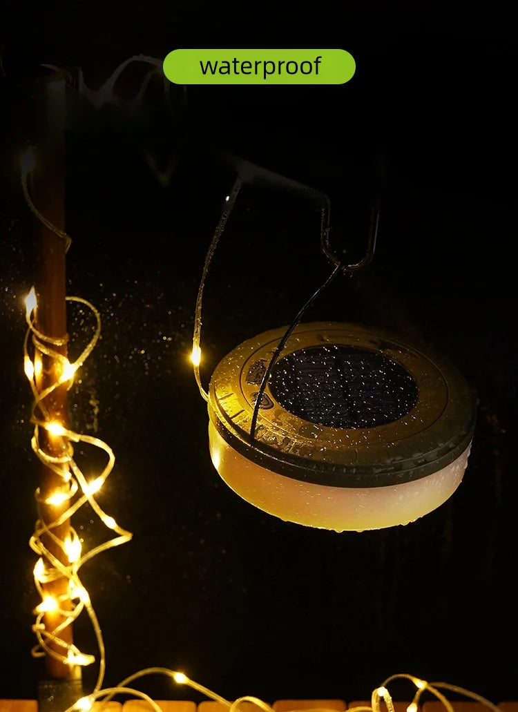 Solar Lights Outdoor Camping Light 10meter String Light Outdoor Tent Light RGB Atmosphere Light LED Flashlight with Hook 