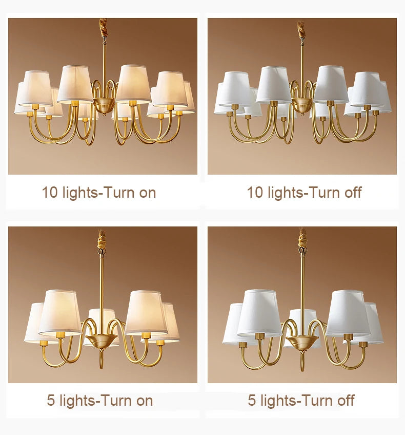 Copper and Fabric Retro Chandelier