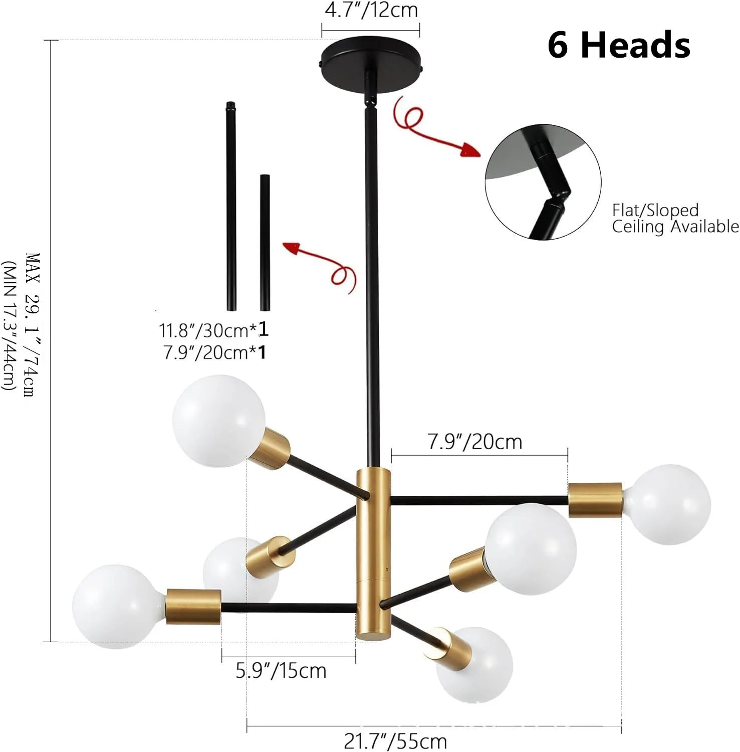Multi Head Living Room Chandelier