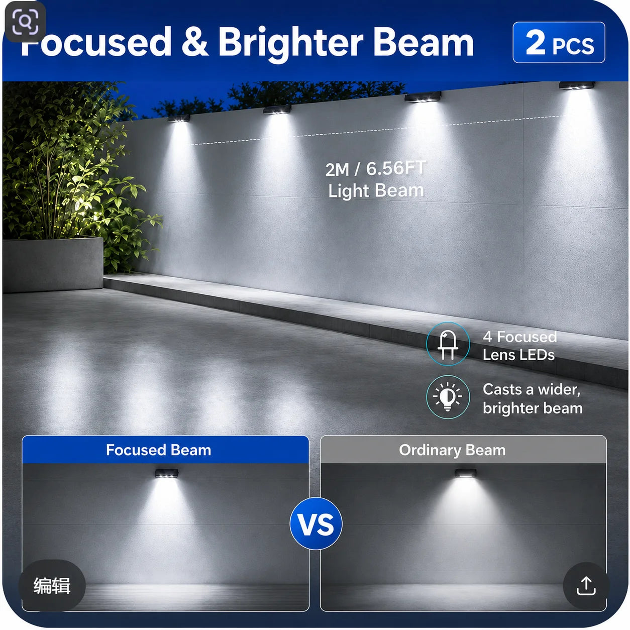 Solar LED Fence Lights 2 Pack