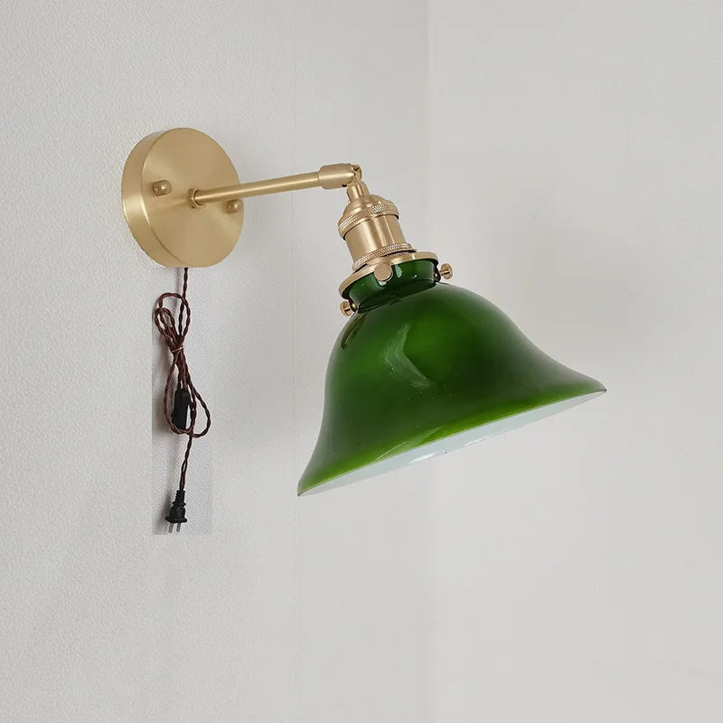 IWHD Left And Right Rotate Copper Wall Lamp Beisde Swing Long Arm Green