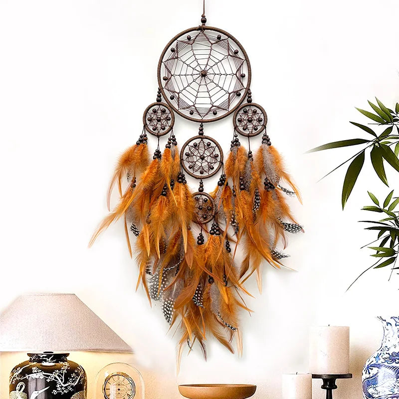 Vintage Blue Feathers Dream Catcher Wall Hanging Bedroom Pendants