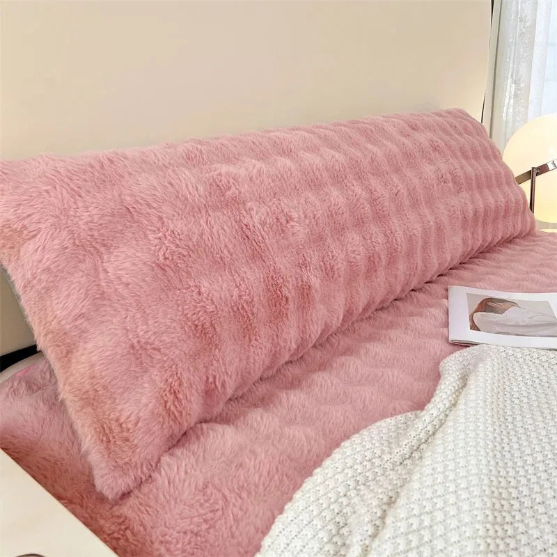 Solid Color Plush Long Pillowcase Cushion Cover
