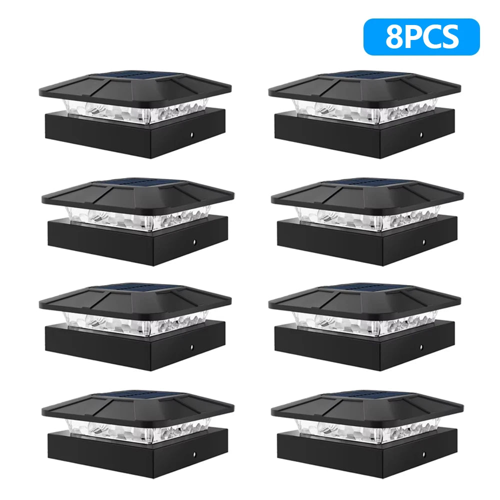 4x4in Solar Post Cap Lights Outdoor with 3 Modes Waterproof Fence Light