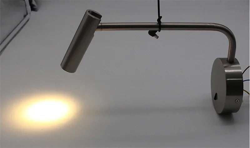 Modern Swing Arm Reading Wall Lamp Hotel Rooms Lamp 3W LED Adjustable