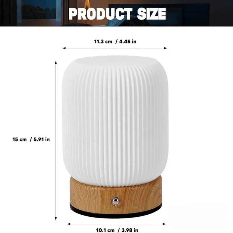 Wood Grain Touch Bedside Night Lamp