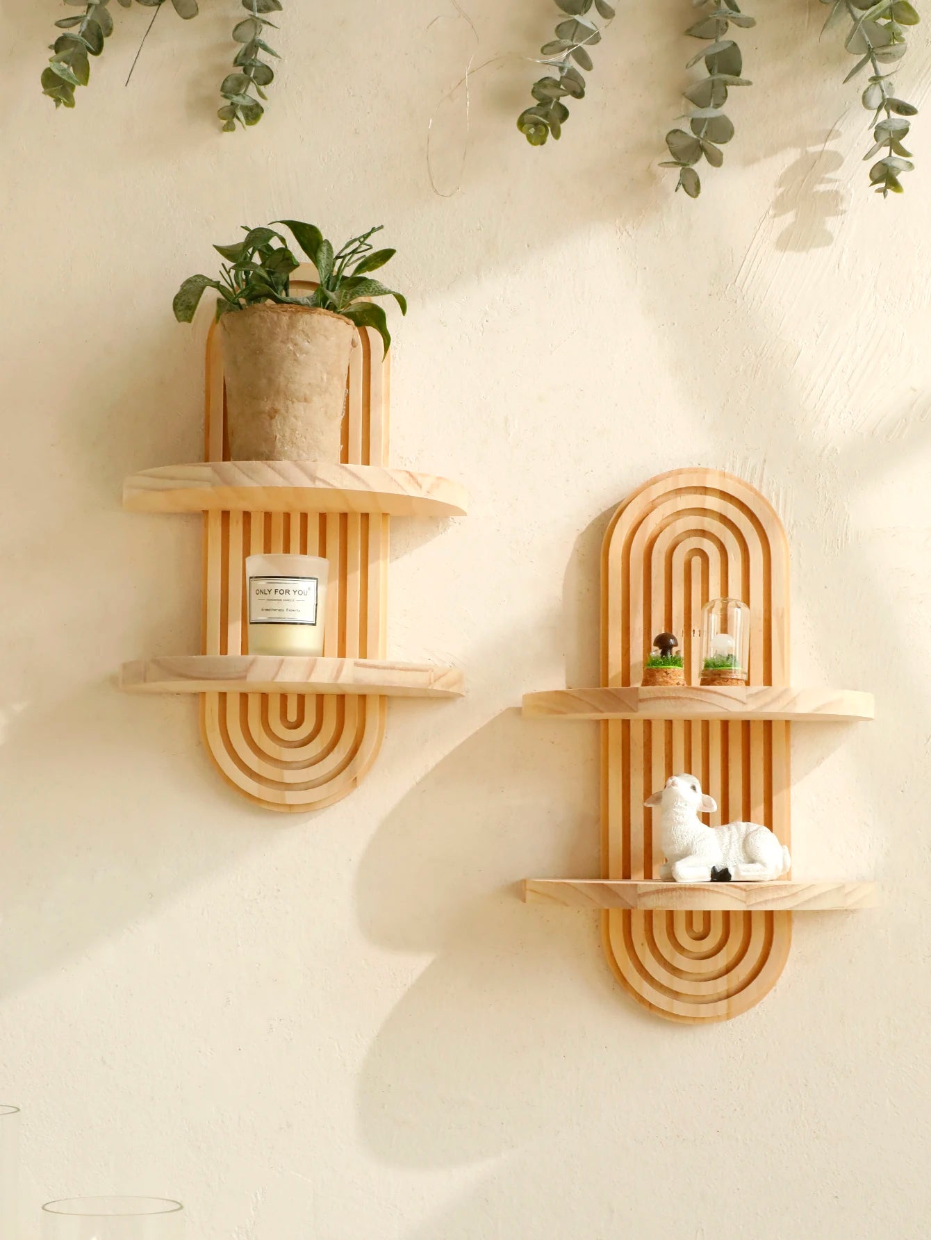 Boho Geometric Wooden Wall Shelf