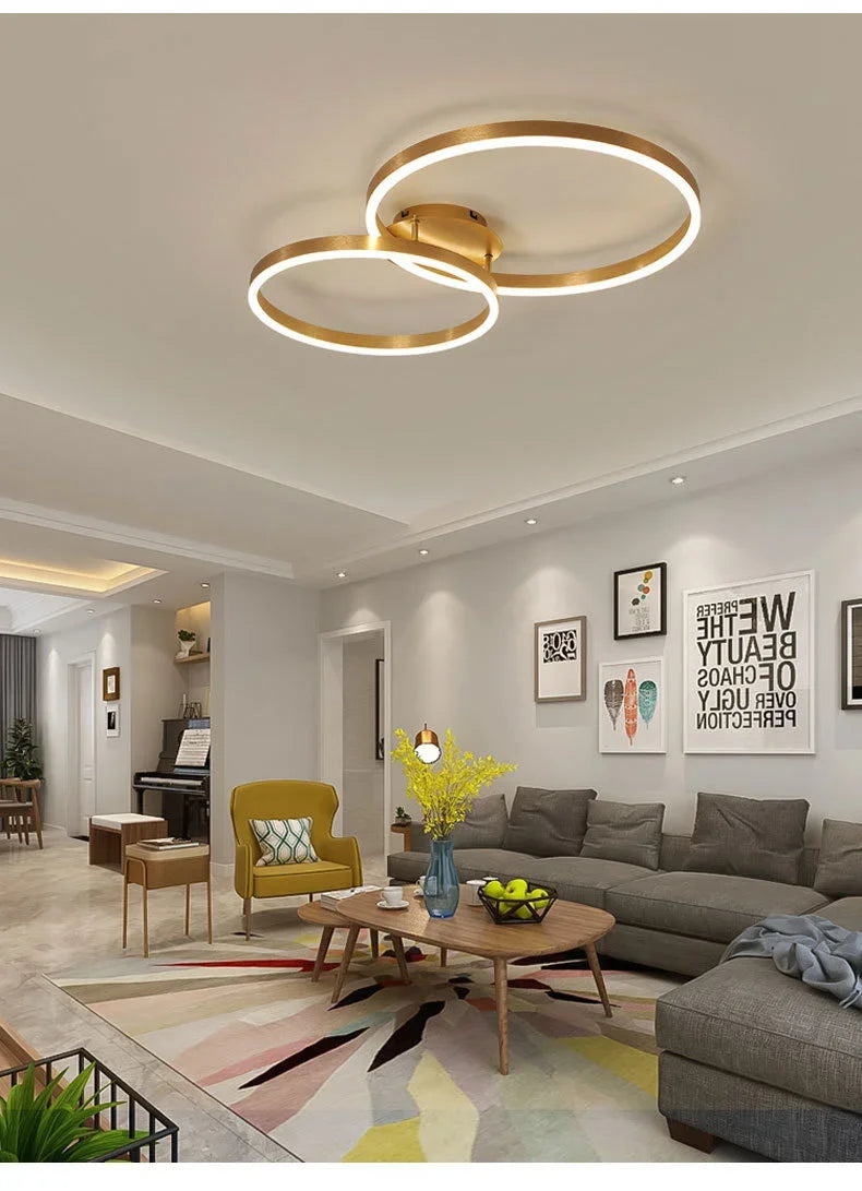 Gold Multi Ring LED Chandelier