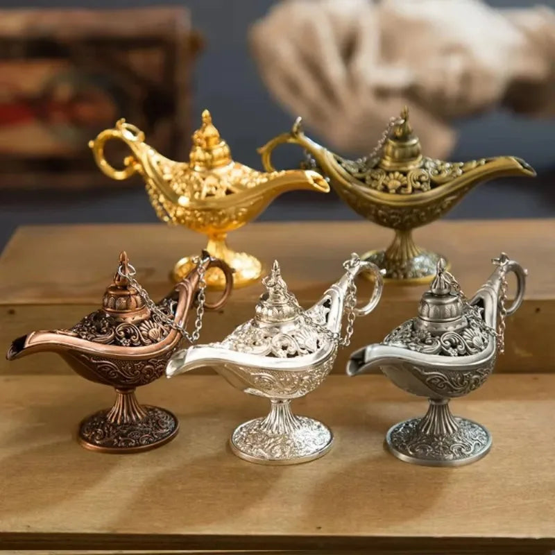 Hollow Metal Oil Lamp Incense Burner, 12 cm