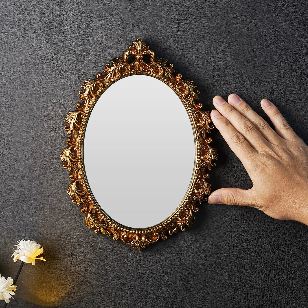 Golden Oval Wall Mirror