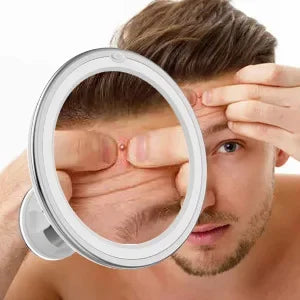Round LED Makeup Mirror with 10X Magnification