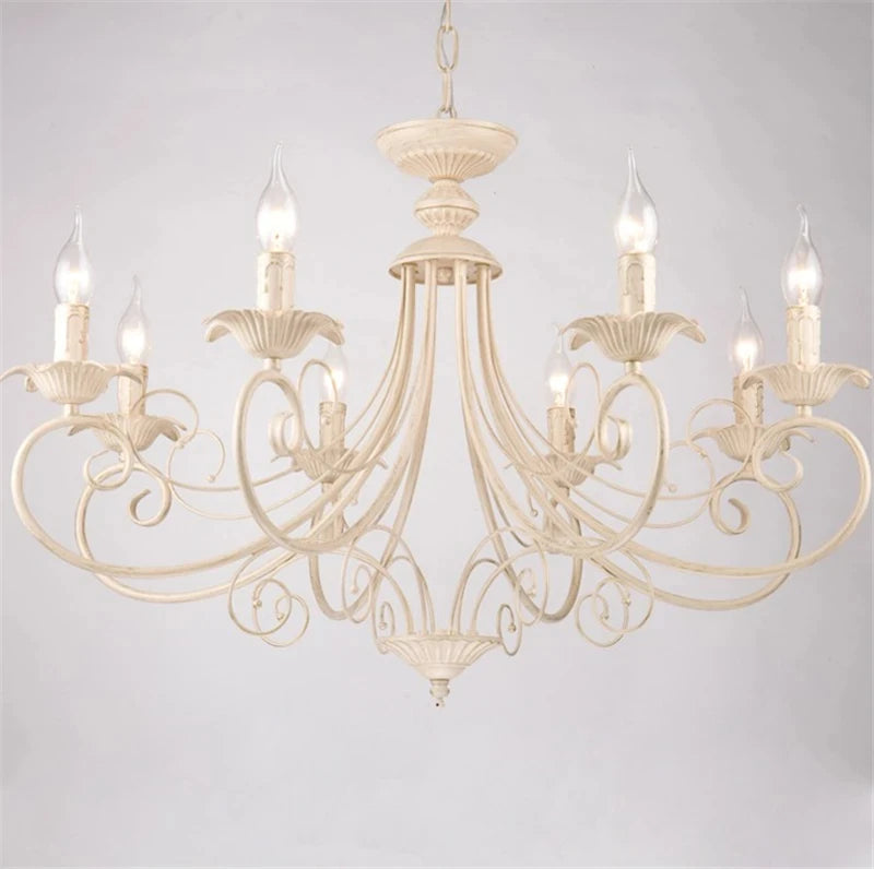 Classic Europe Wrought Iron Chandeliers E14 Candle Light Vintage Black