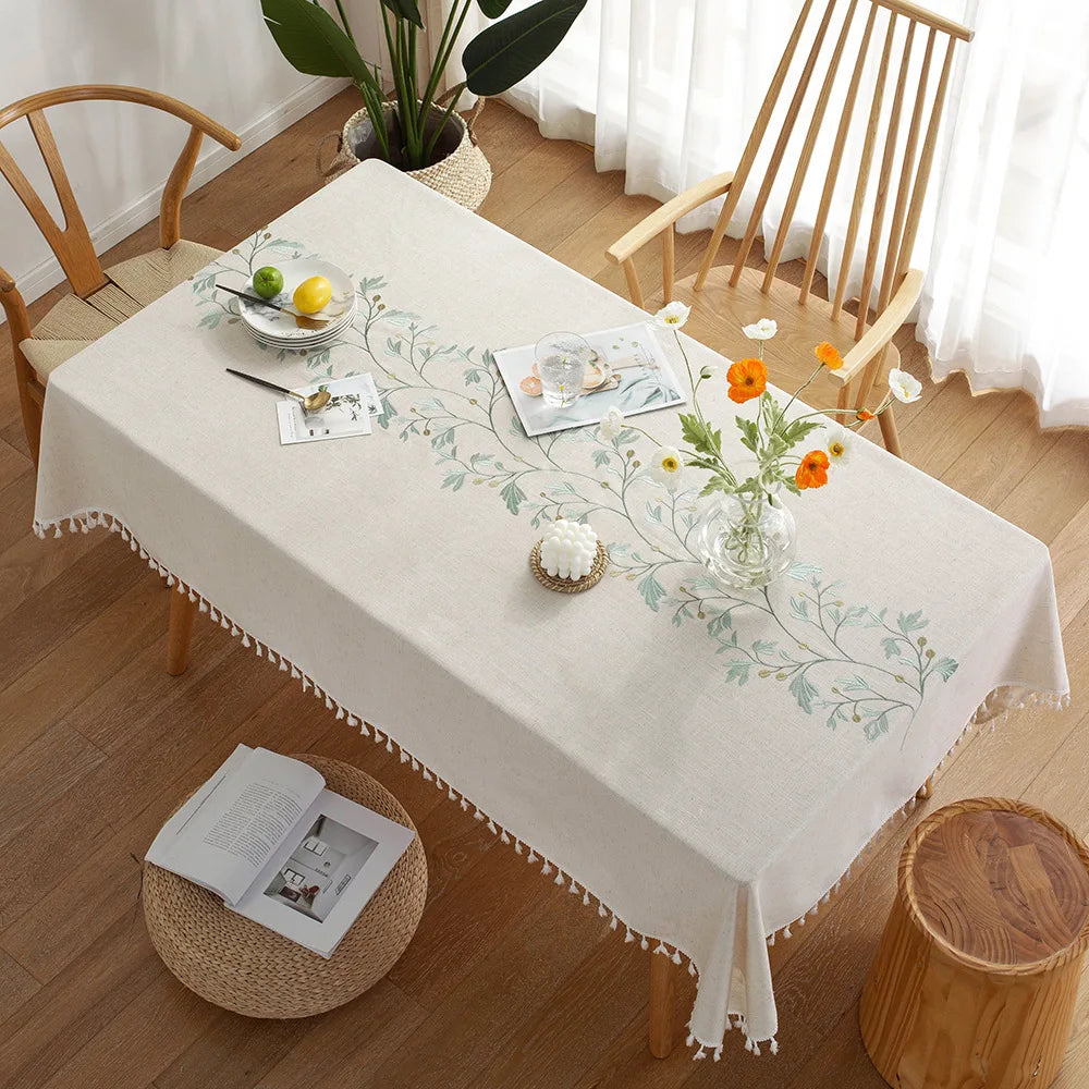 Nordic Style Tassels Cotton Linen Tablecloth,Modern Simplicity