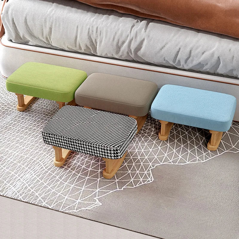 Solid Wood Shoe Changing Stool, Low Foot Rest
