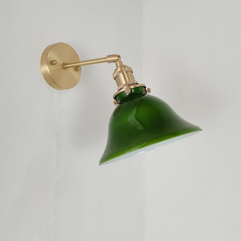 IWHD Left And Right Rotate Copper Wall Lamp Beisde Swing Long Arm Green