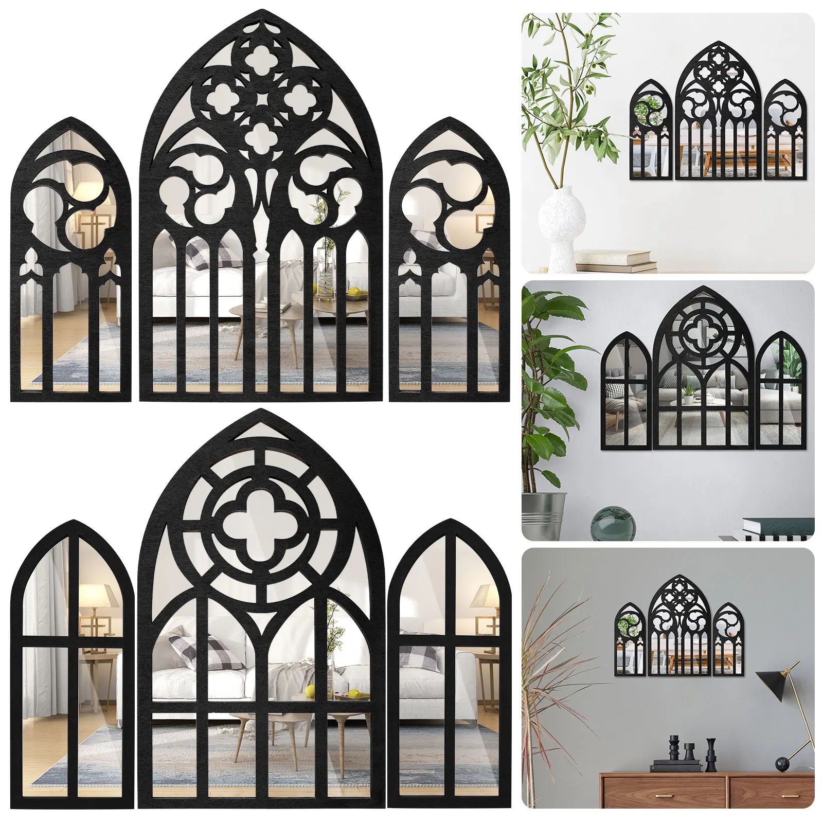 Gothic Arch Wall Mirror Set