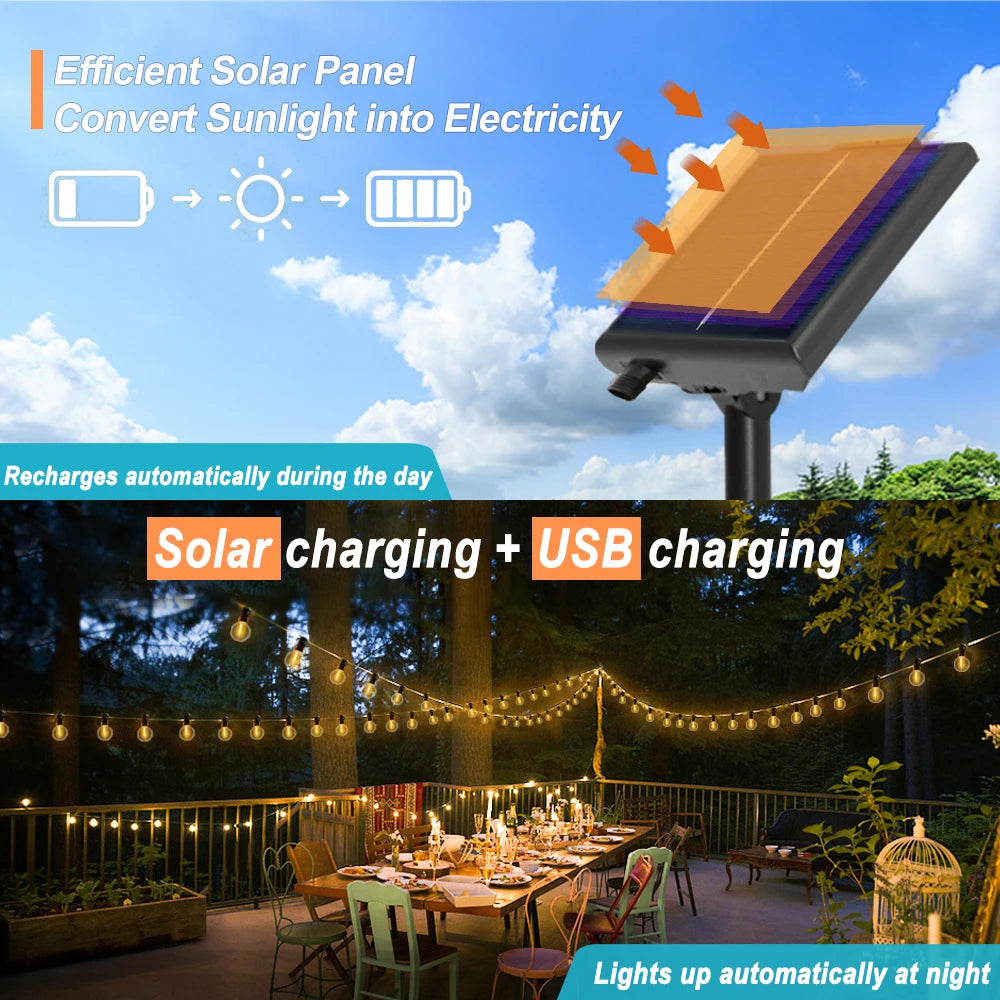 Solar G40 Globe Patio String Lights