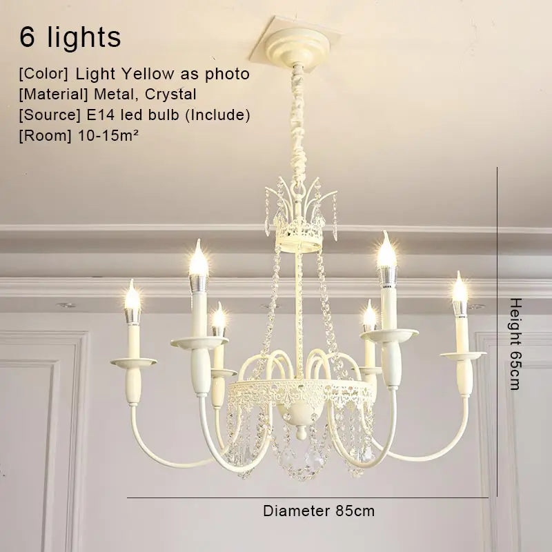 Modern 6-Light Crystal Chandelier LED Ceiling Light with E14 Bulb Base