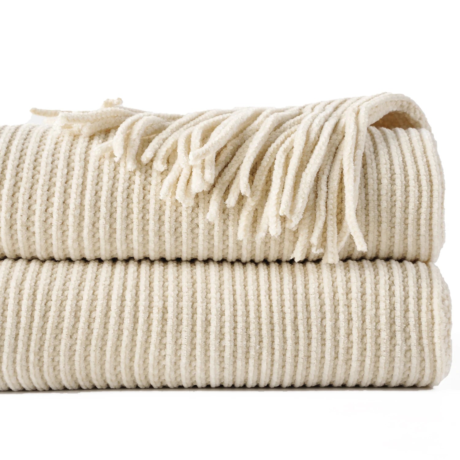 Chenille Knit Plaid Throw Blanket