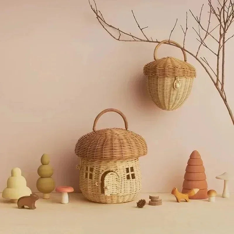 Woven Rattan Mushroom Basket