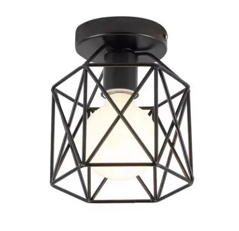 Vintage Wrought Iron Frame Pendant Light