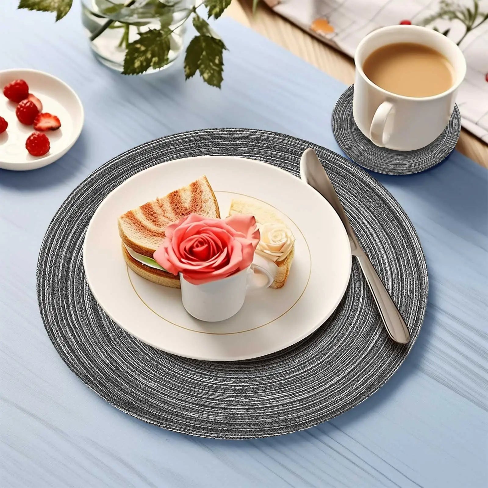Braided Round Placemat and Coaster Set