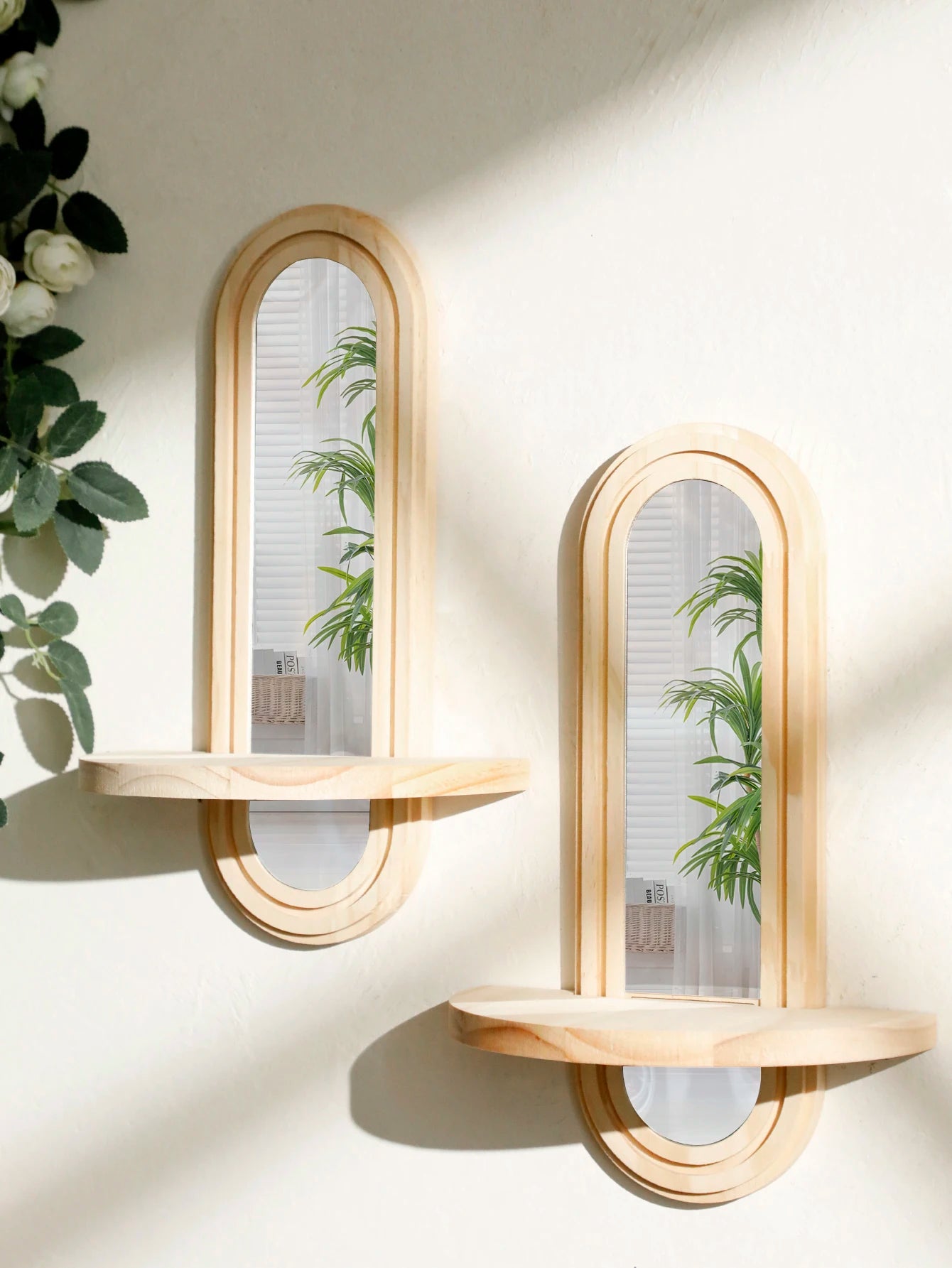 Boho Geometric Wooden Wall Shelf