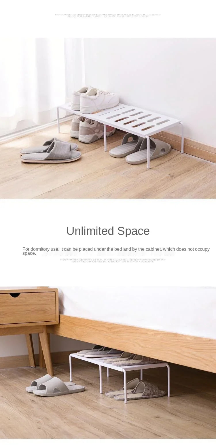 ABS Shoe Rack Extensible Shoe Hanger Storage Space Saving Shelf Telescopic Storage Rack Household Kitchen Cabinet Organizer