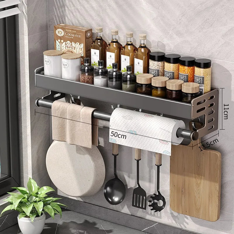 Wall Mounted Kitchen Utensil Rack with Hooks