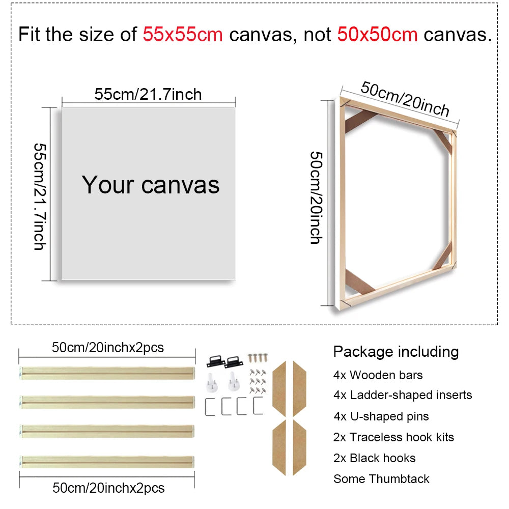 24 Sizes Large Wall Canvas Frame Wooden Frames Wooden